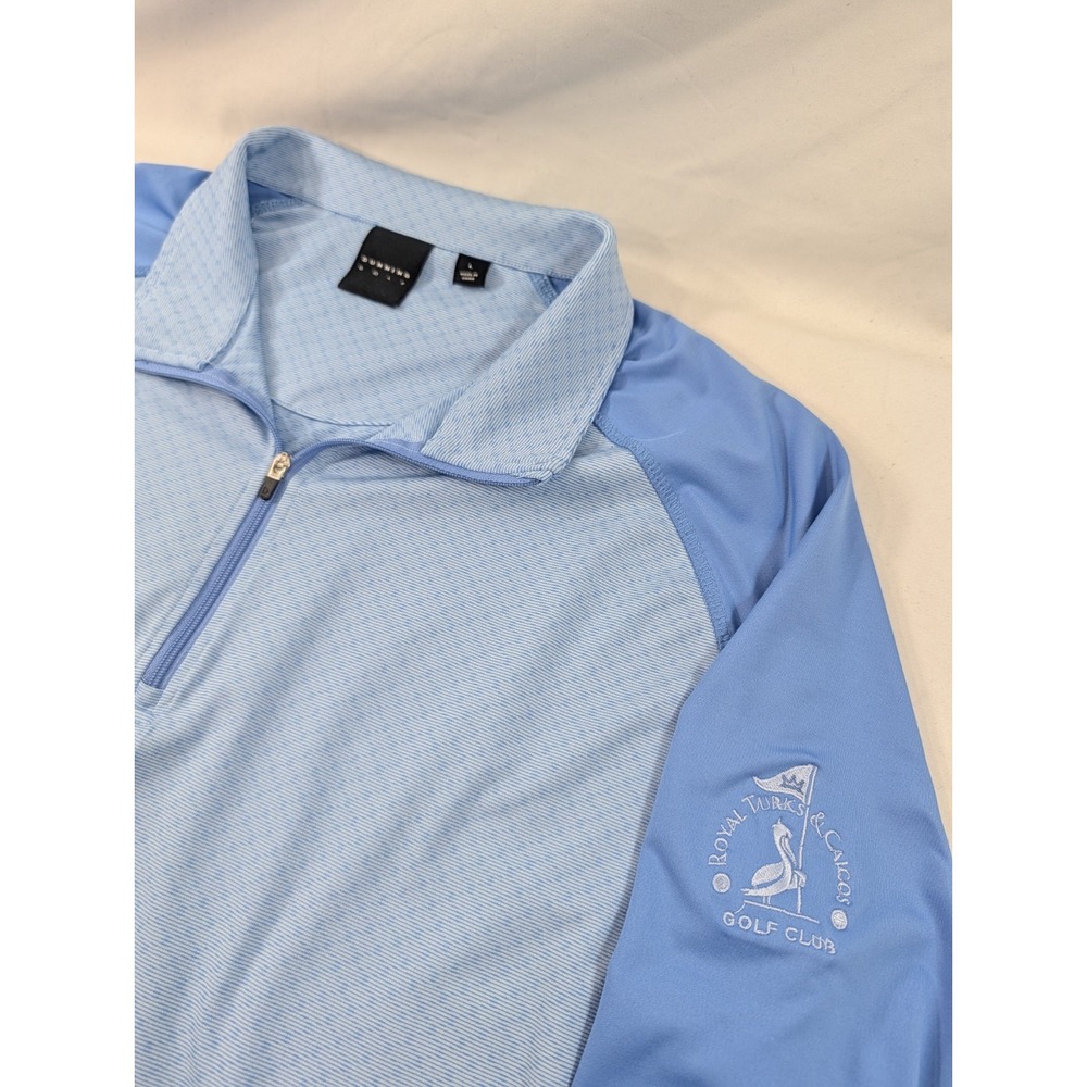 Dunning Golf Men Large Quarter Zip Performance Royal Turks Caicos Blue Pullover
